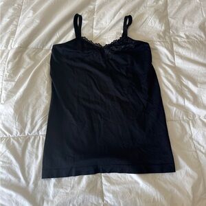 Vintage UltraTeeze Black Lace Trim Camisole - Y2K Stretchy Seamless Tank Top OS